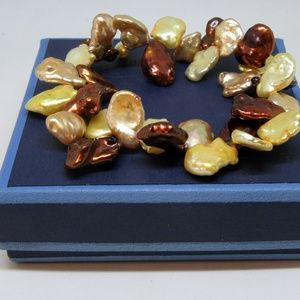 Cultured Freshwater Keshi Pearl Stretch Bracelet